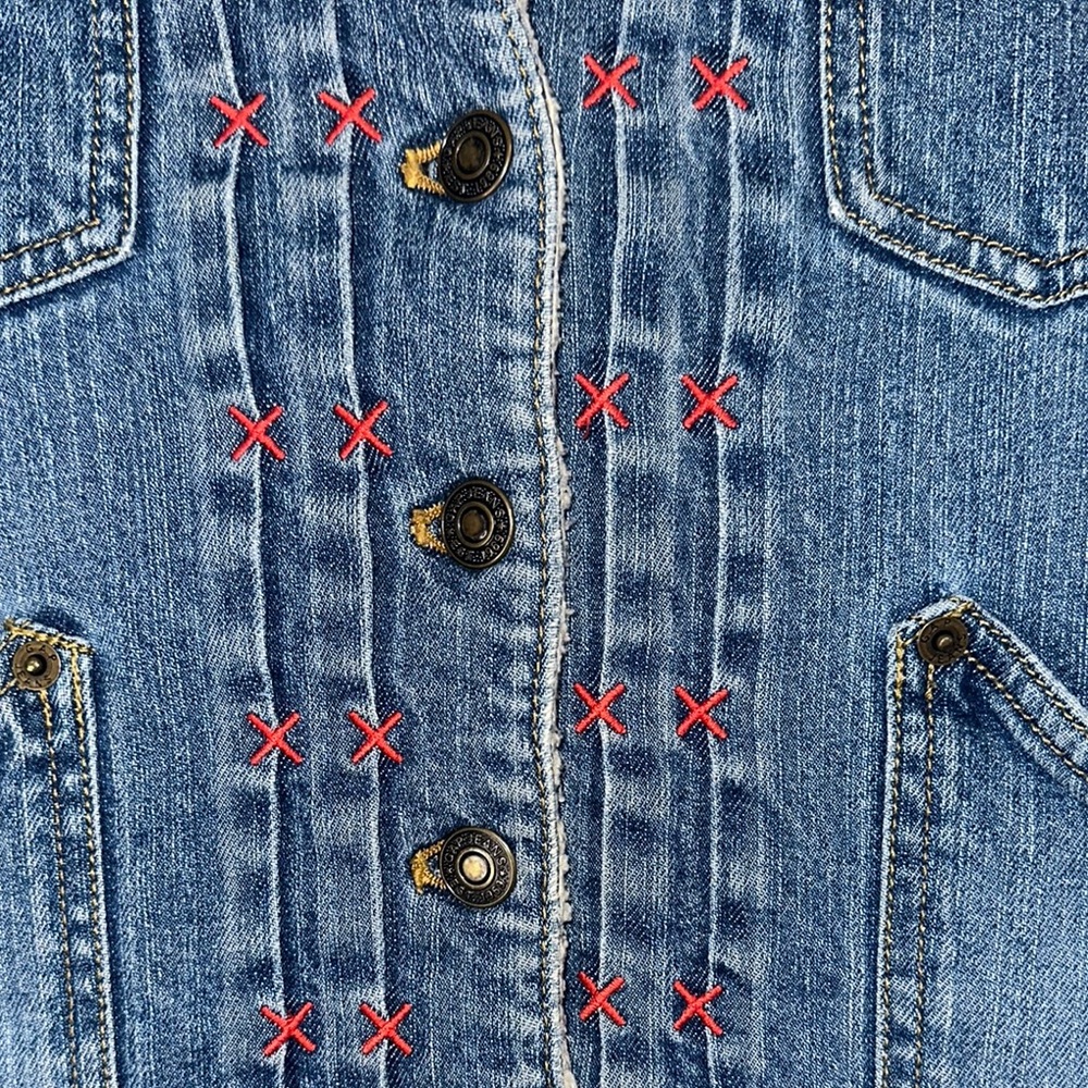 GAP Denim Jacket with Floral Embroidery and Fleece Collar - Picture 2 of 8